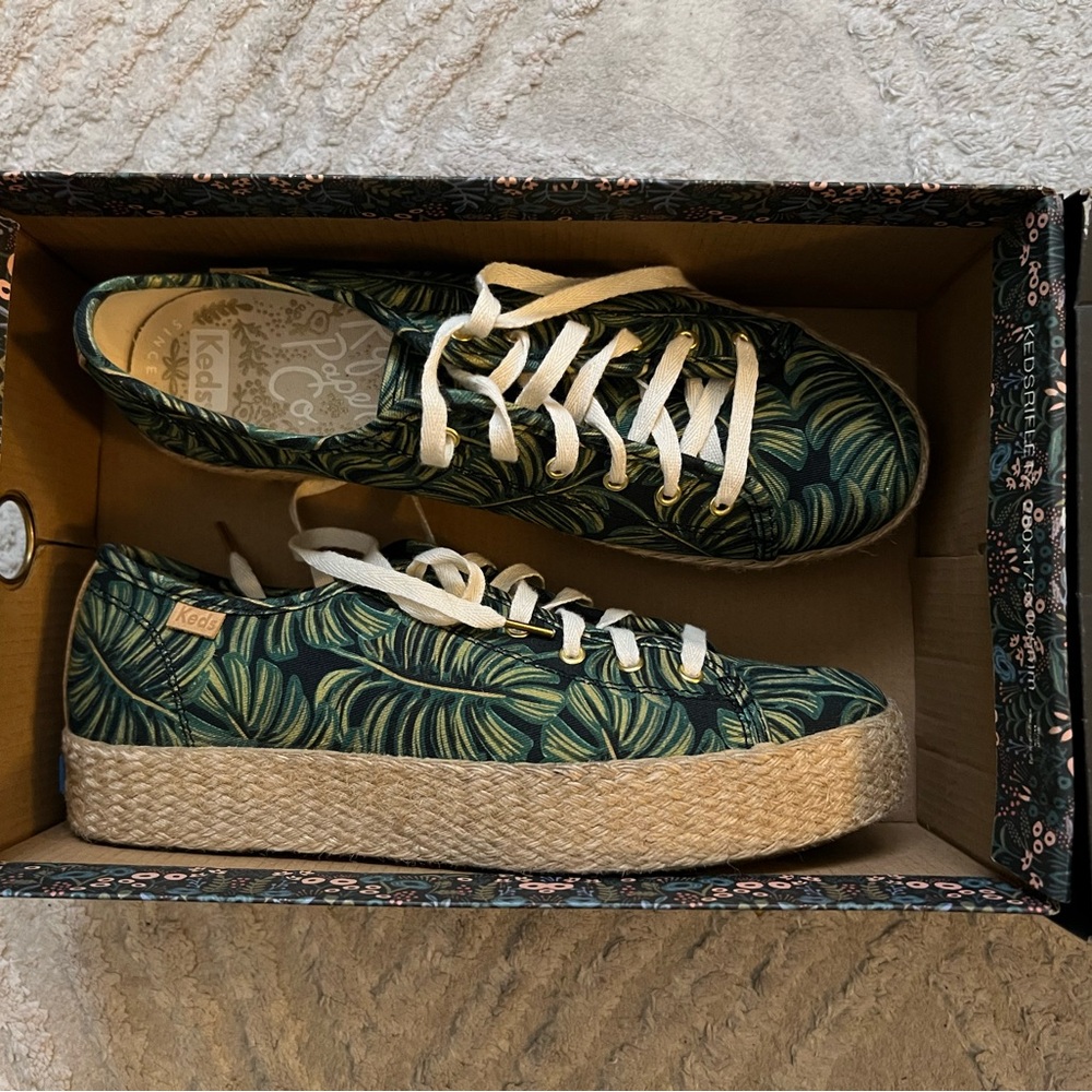 Keds Rifle Paper Co. Triple Kick Palm Leaf Shoes